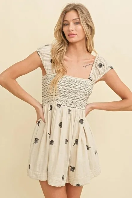 Country Lane Embroidered Mini Dress