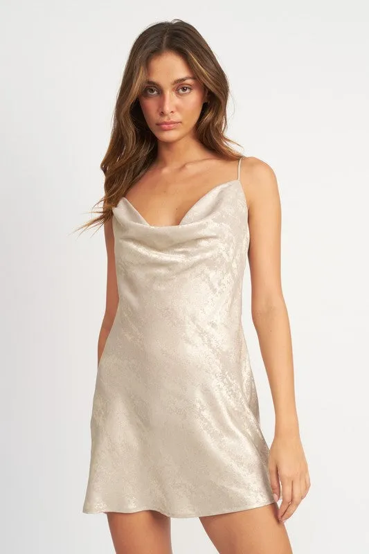 Cowl Neck Mini Slip Dress