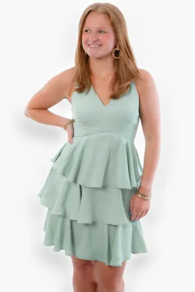 Darling Mint Ruffle Tiered Mini Dress