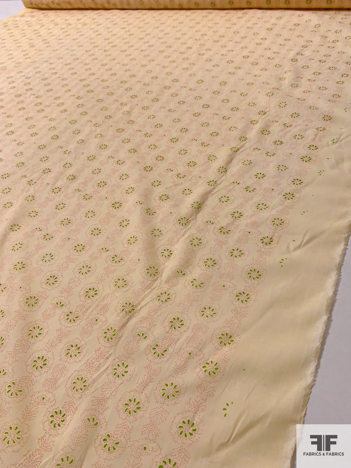 Dot Sketch Floral Printed Cotton Voile - Pastel Peach / Lime