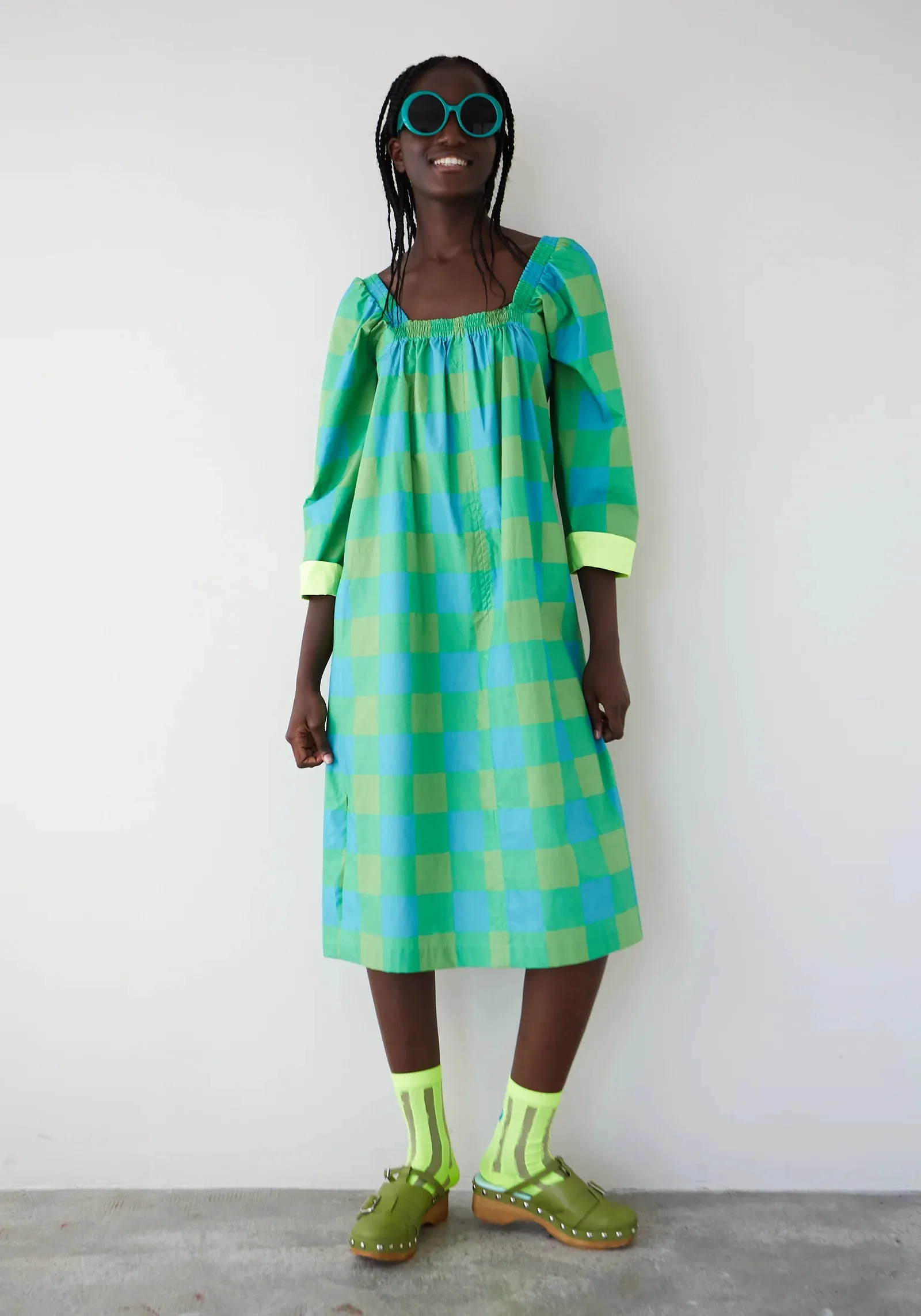 DR BLOOM | Sorbete Vichy Dress | Green & Blue