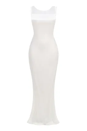 Elegant Illusion Neck Cutout Sleeveless Satin Mermaid Evening Maxi Dress