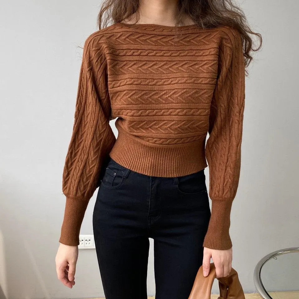 Feminine Temperament Wears Round Neck Short Sweater