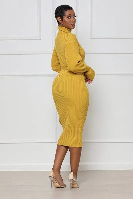 GABRIELLA LONG MAXI SWEATER DRESS - Yellow
