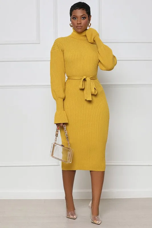 GABRIELLA LONG MAXI SWEATER DRESS - Yellow