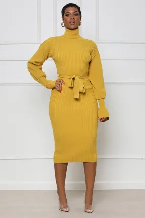 GABRIELLA LONG MAXI SWEATER DRESS - Yellow