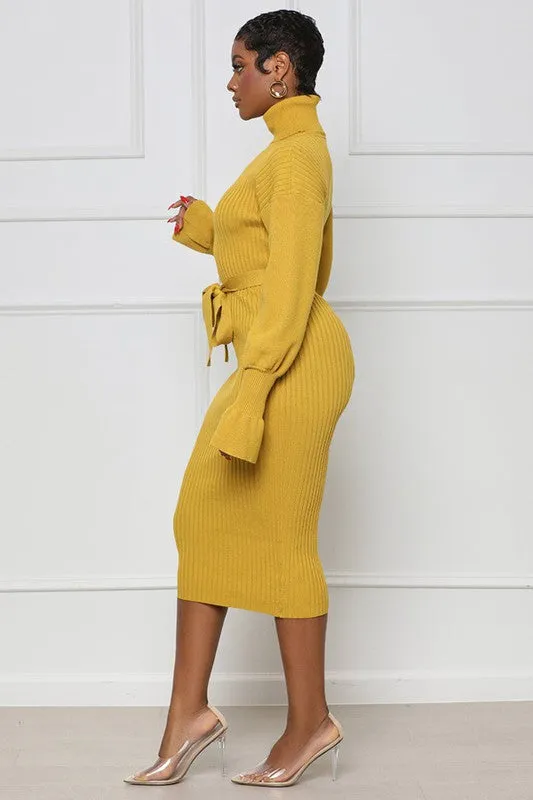 GABRIELLA LONG MAXI SWEATER DRESS - Yellow
