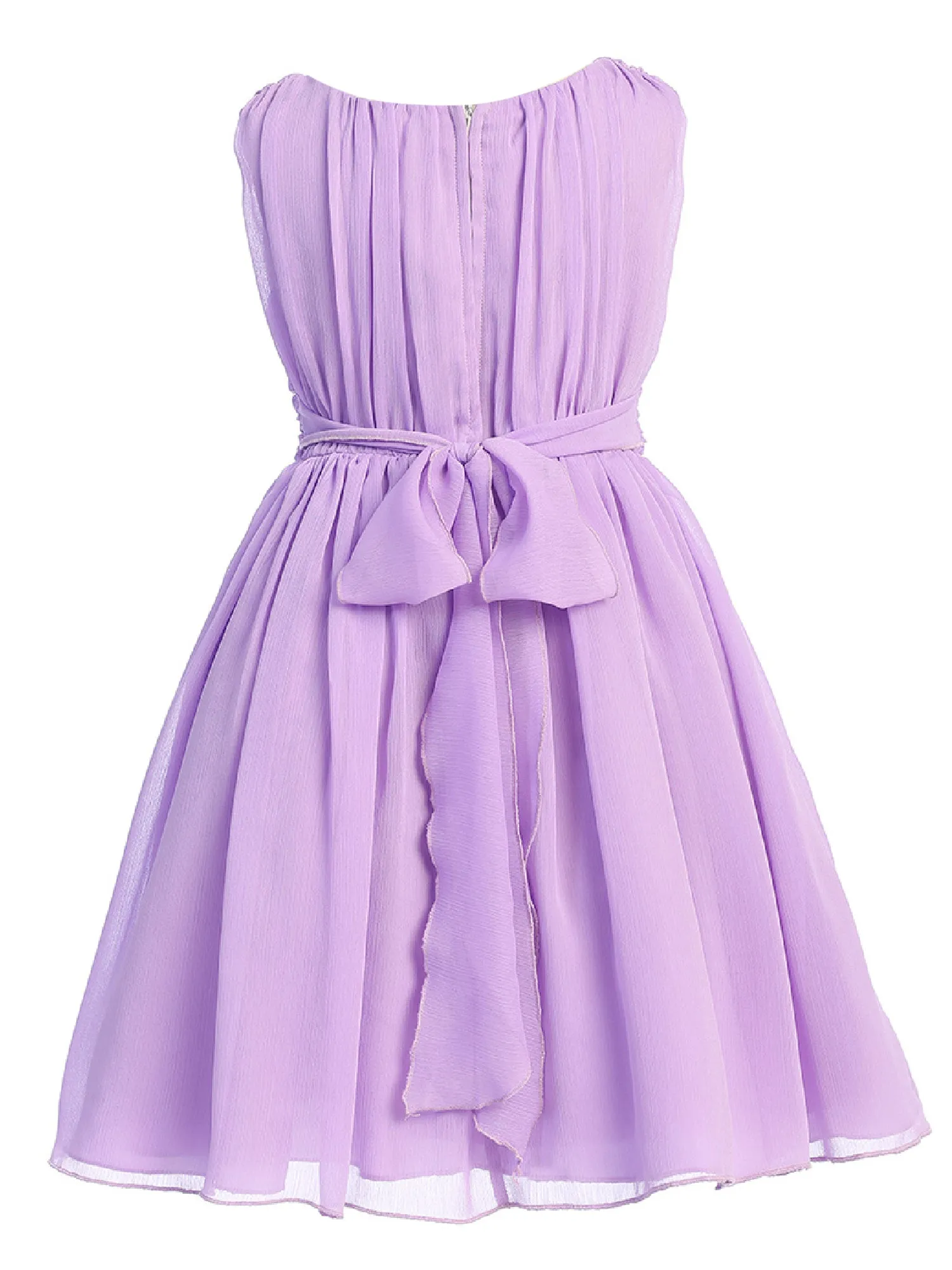 Girls Flower Waist Chiffon Flower Girl Dress 2-14