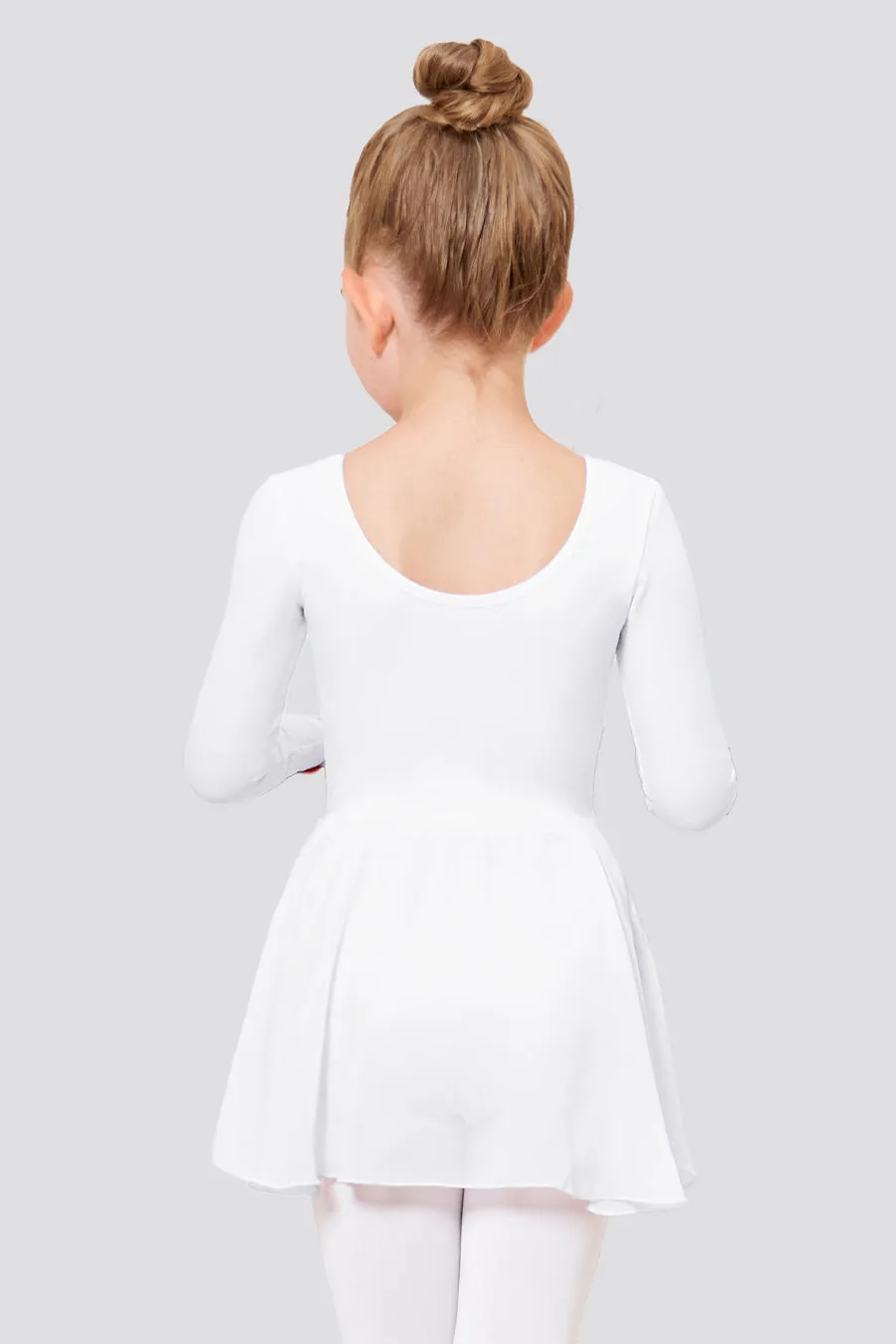 Girls Long Sleeve Ballet Leotards with Sheer Skirt