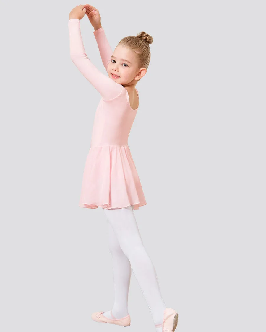 Girls Long Sleeve Ballet Leotards with Sheer Skirt