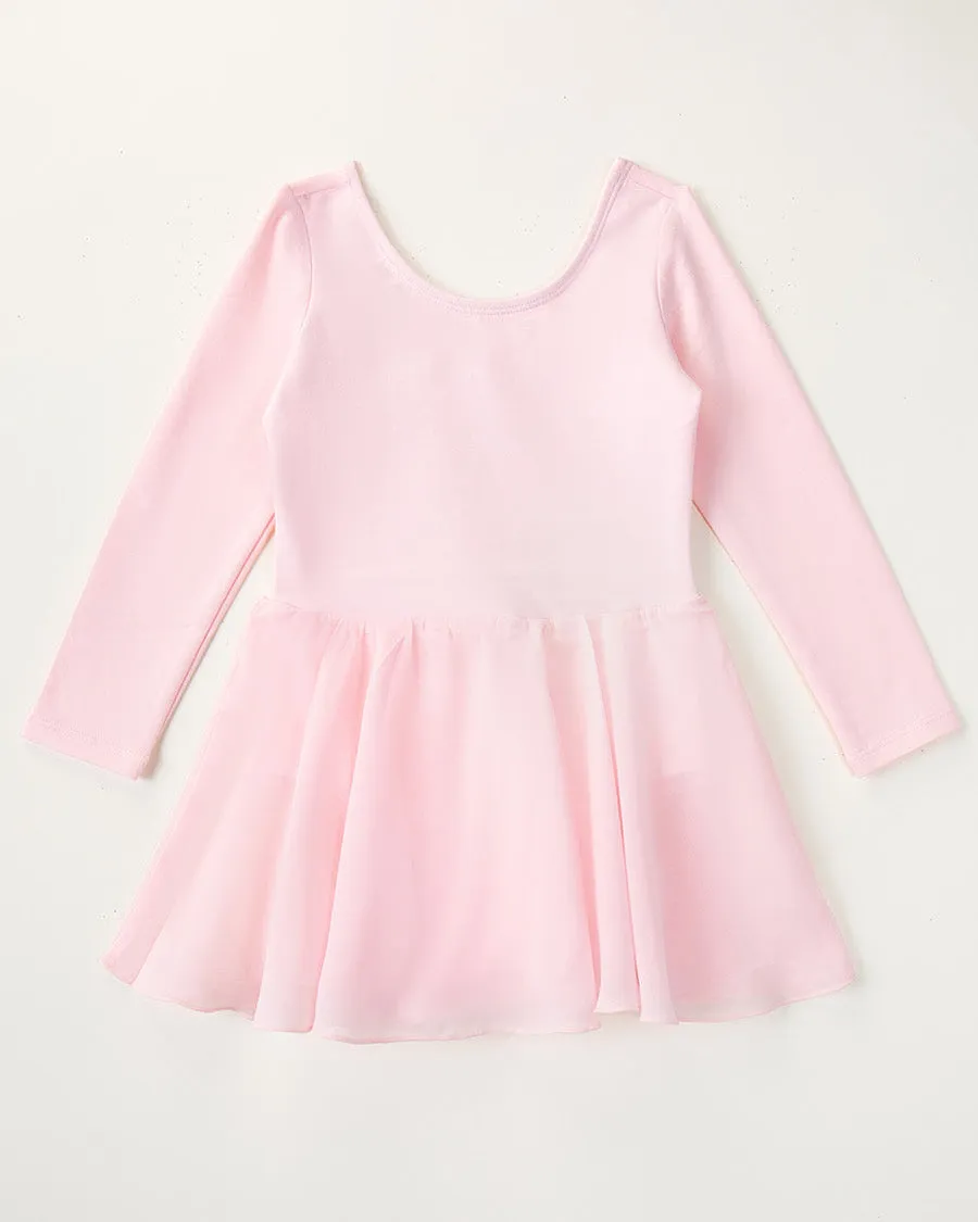 Girls Long Sleeve Ballet Leotards with Sheer Skirt
