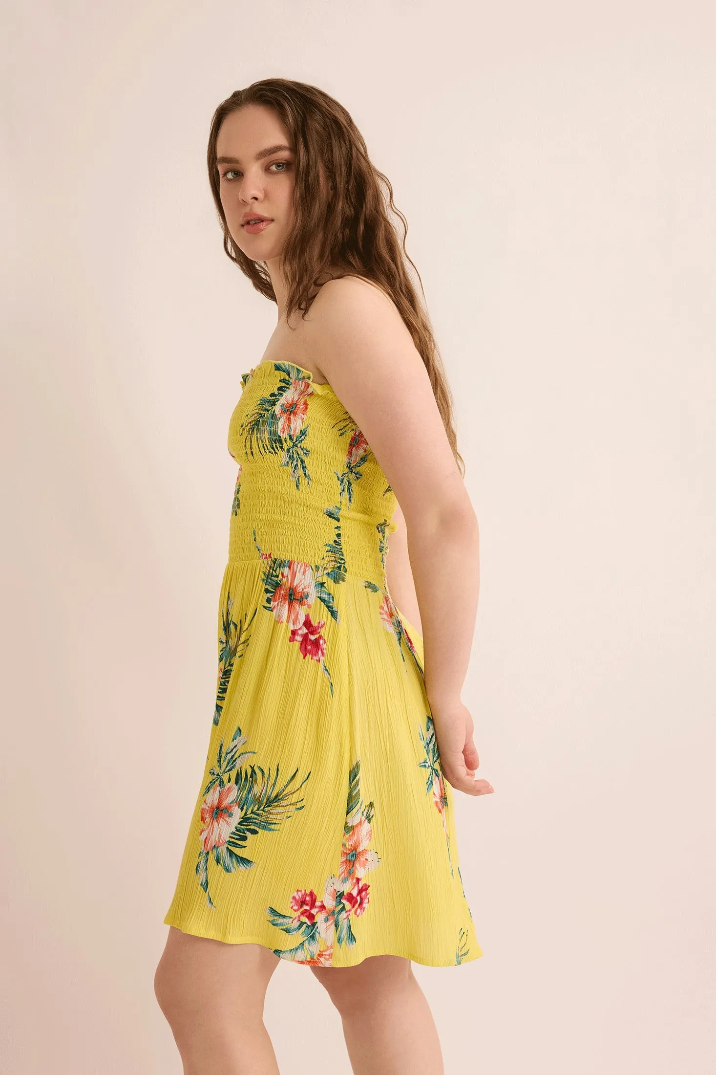 Grace's Morning Strapless Dress  In Yellow