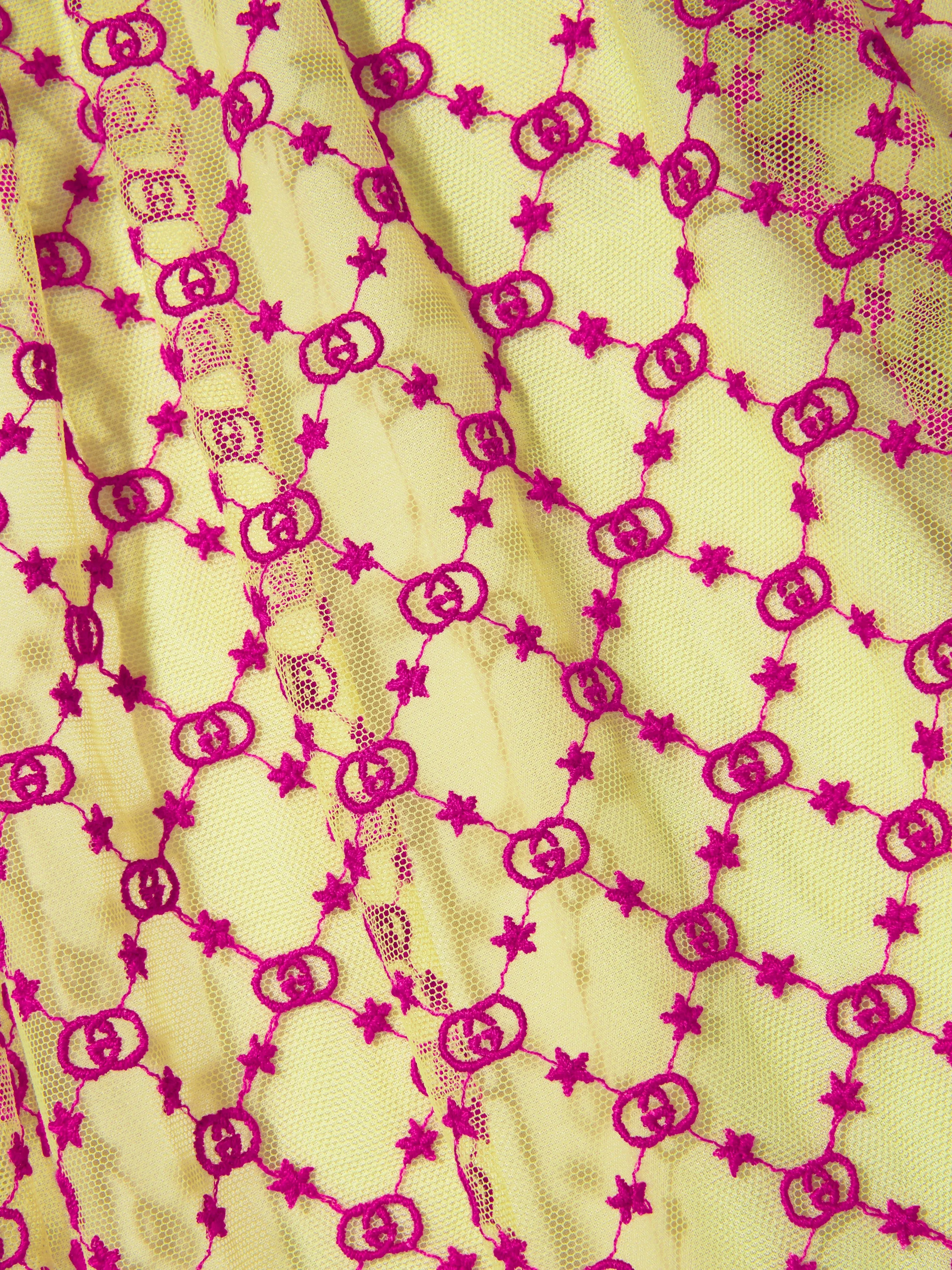 Gucci Girls Embroidered GG Tulle Dress