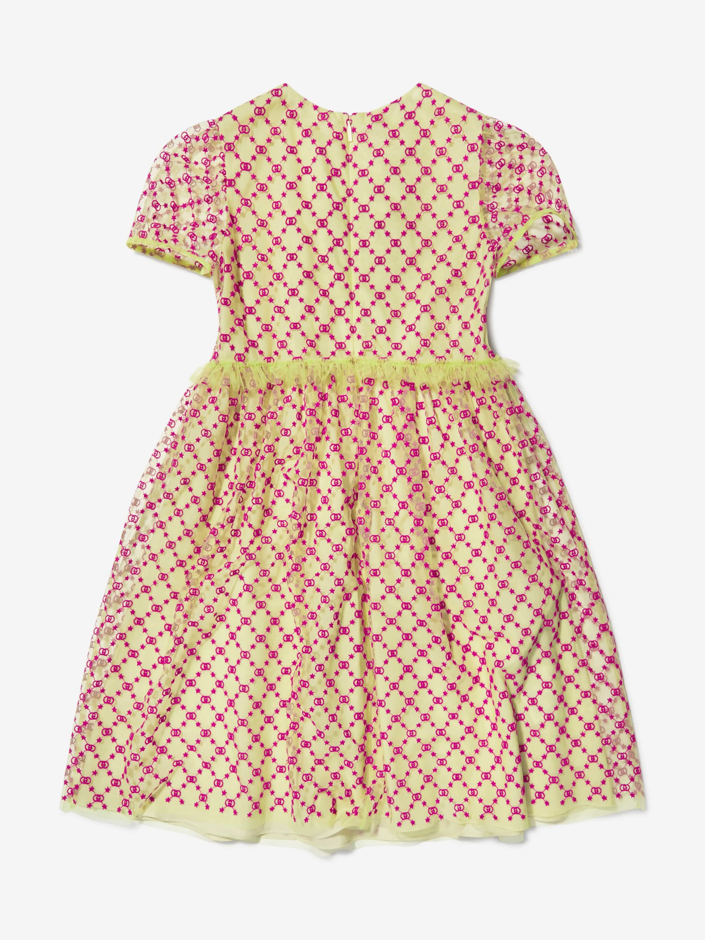 Gucci Girls Embroidered GG Tulle Dress
