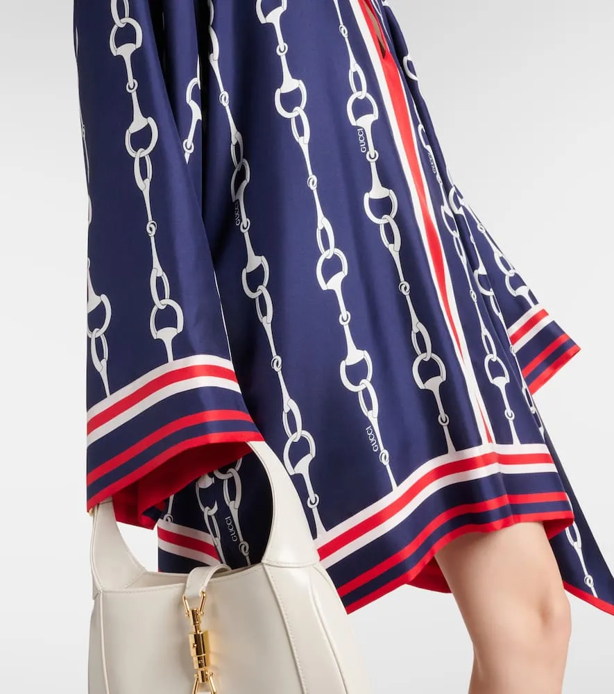 Gucci Horsebit scarf-detail silk minidress