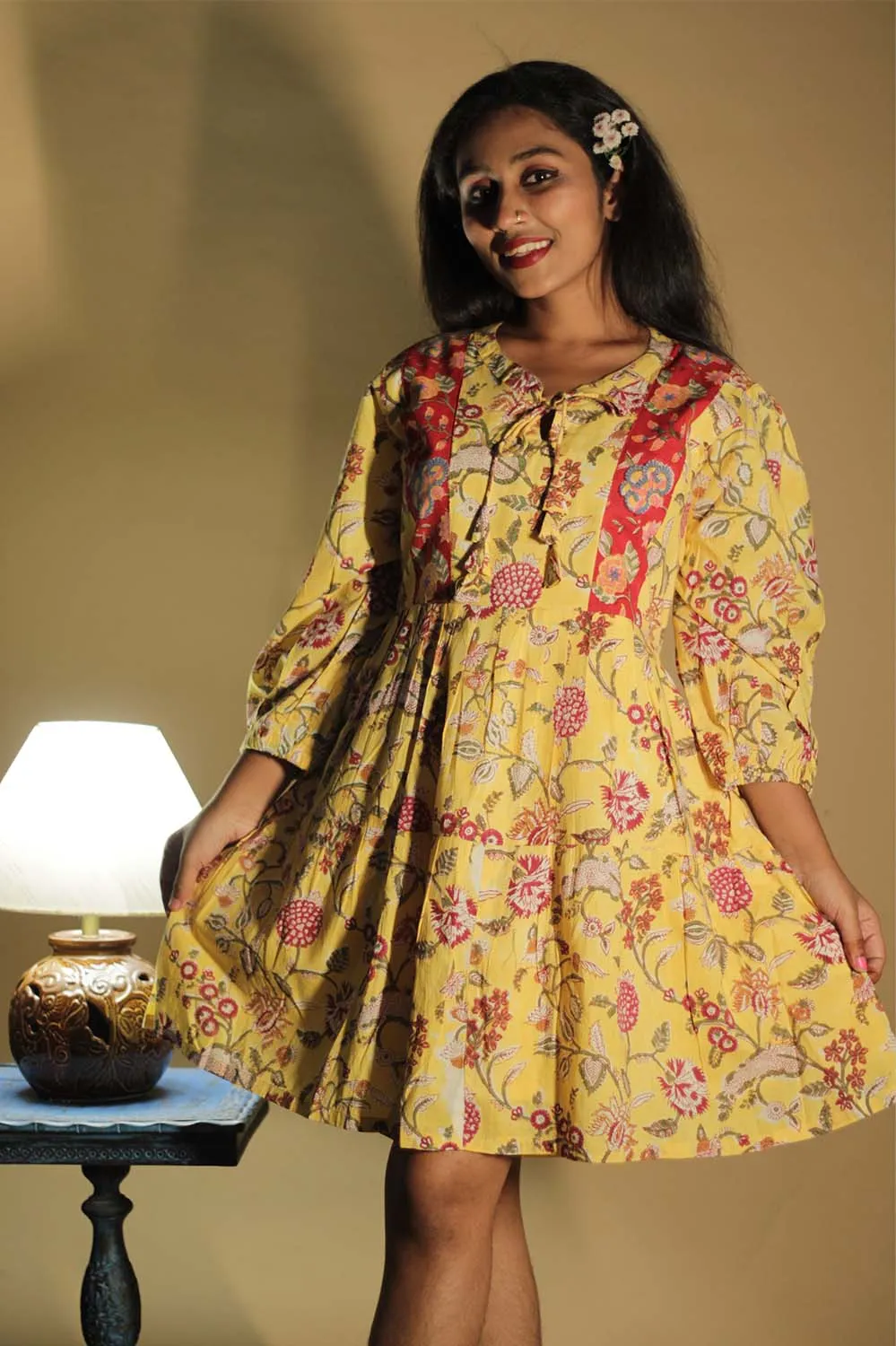 Gypsy | Short Dress | Yellow Sanganeri