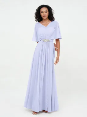 Illusion Sweetheart Neck Chiffon Max Dresses-Lavender Plus Size