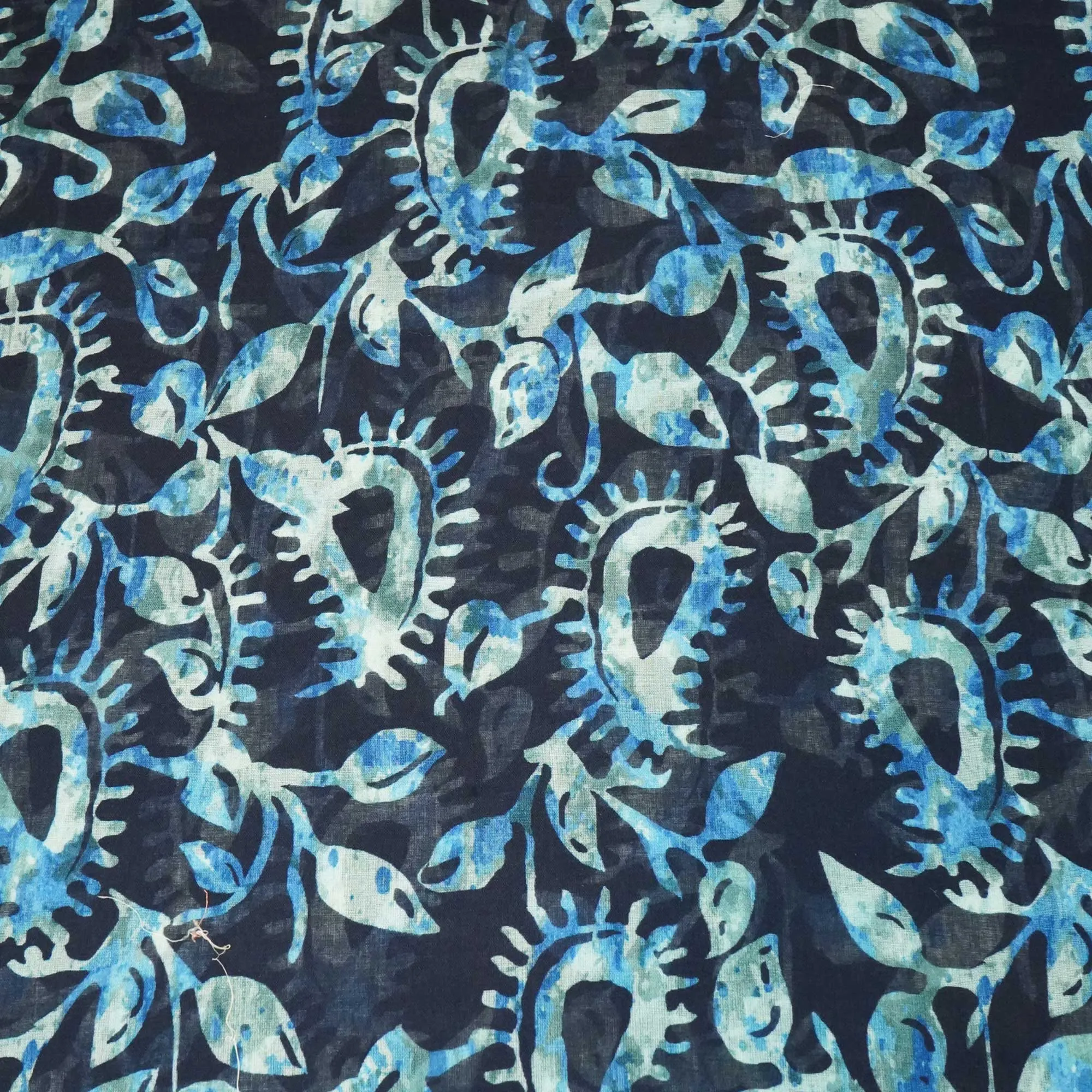 Indigo Abstract Print Mulmul Fabric MTF-24632