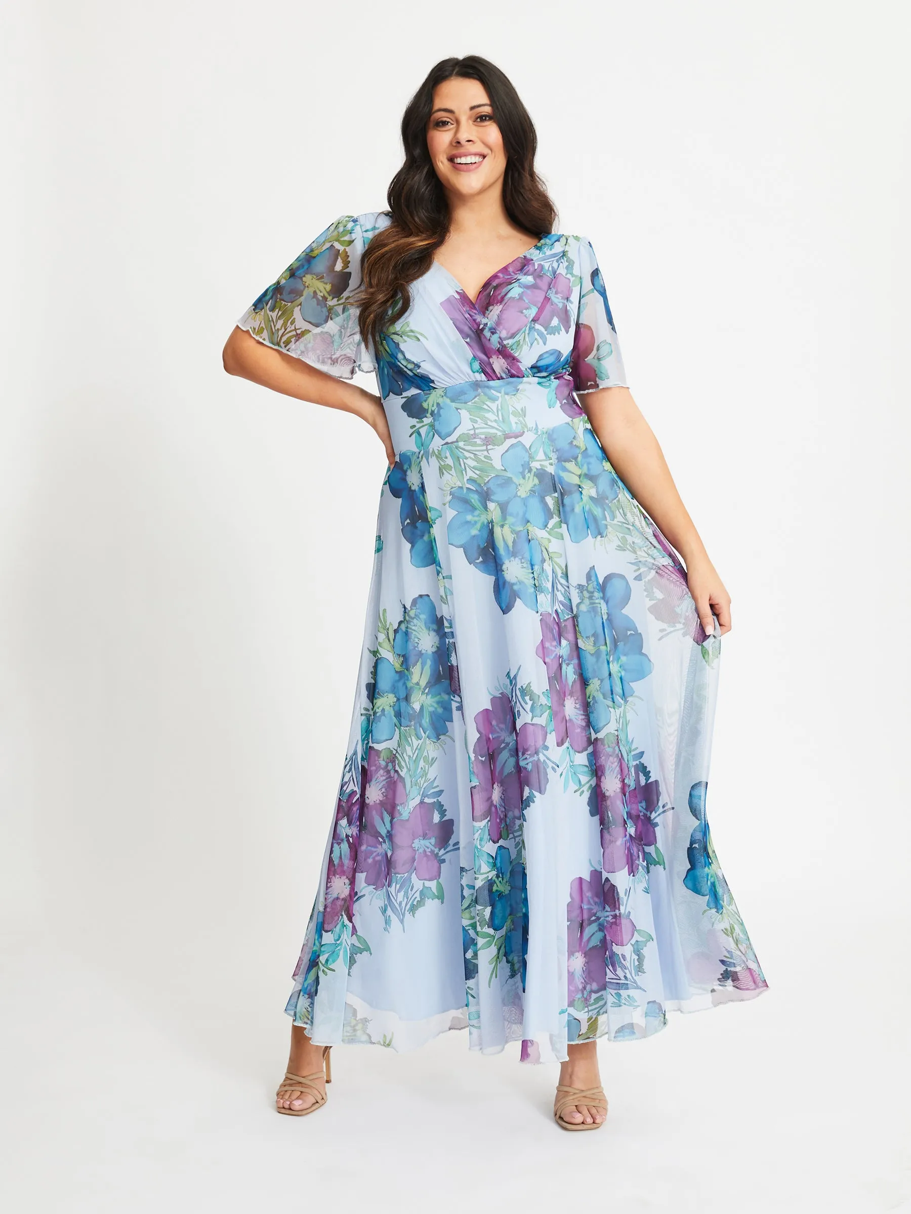 Isabelle Sky Blue Float Sleeve Maxi Dress
