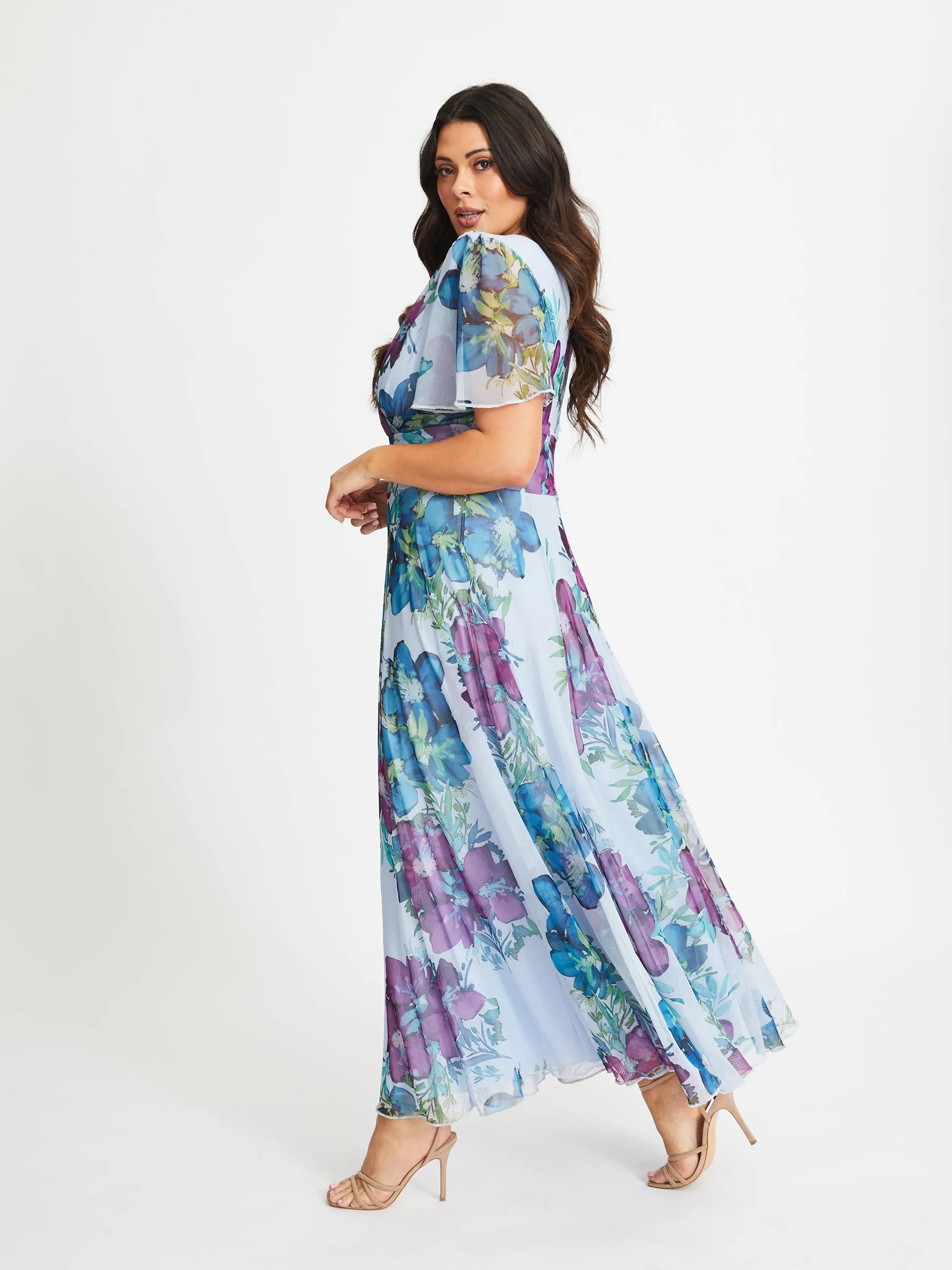 Isabelle Sky Blue Float Sleeve Maxi Dress