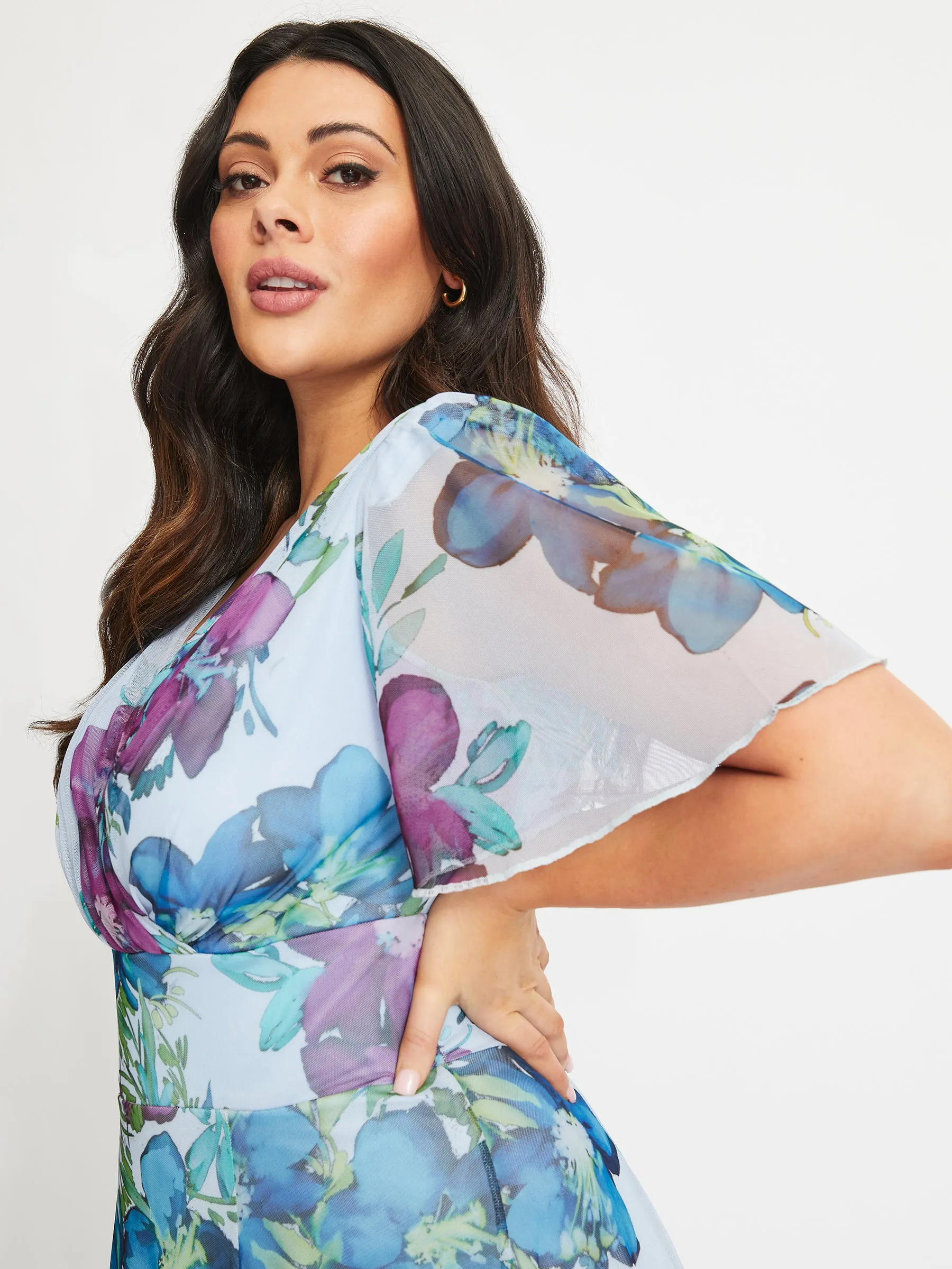 Isabelle Sky Blue Float Sleeve Maxi Dress