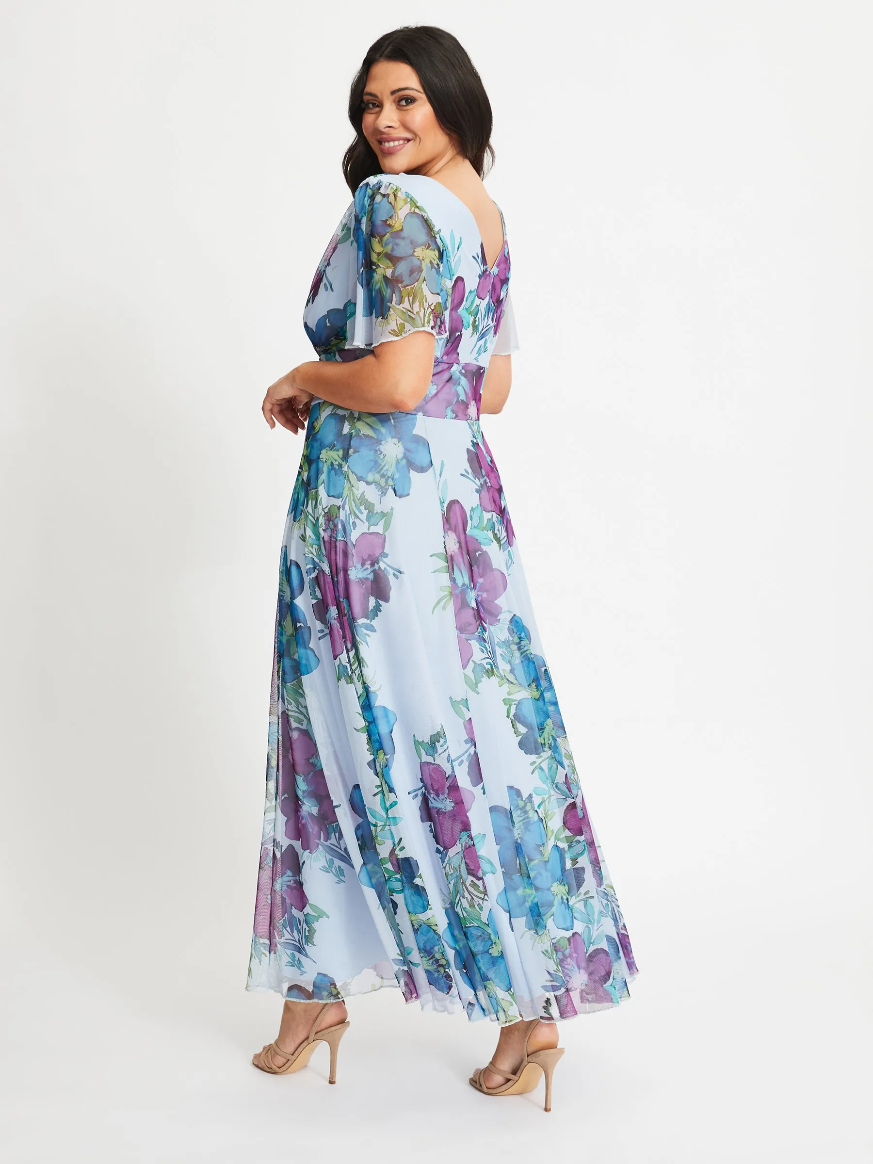 Isabelle Sky Blue Float Sleeve Maxi Dress