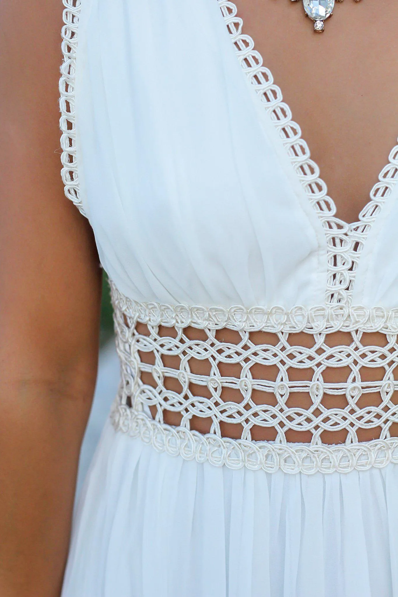 Ivory Maxi Dress with Crochet Details
