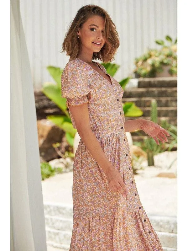 JAASE Forget Me Not Print Jean Maxi Dress