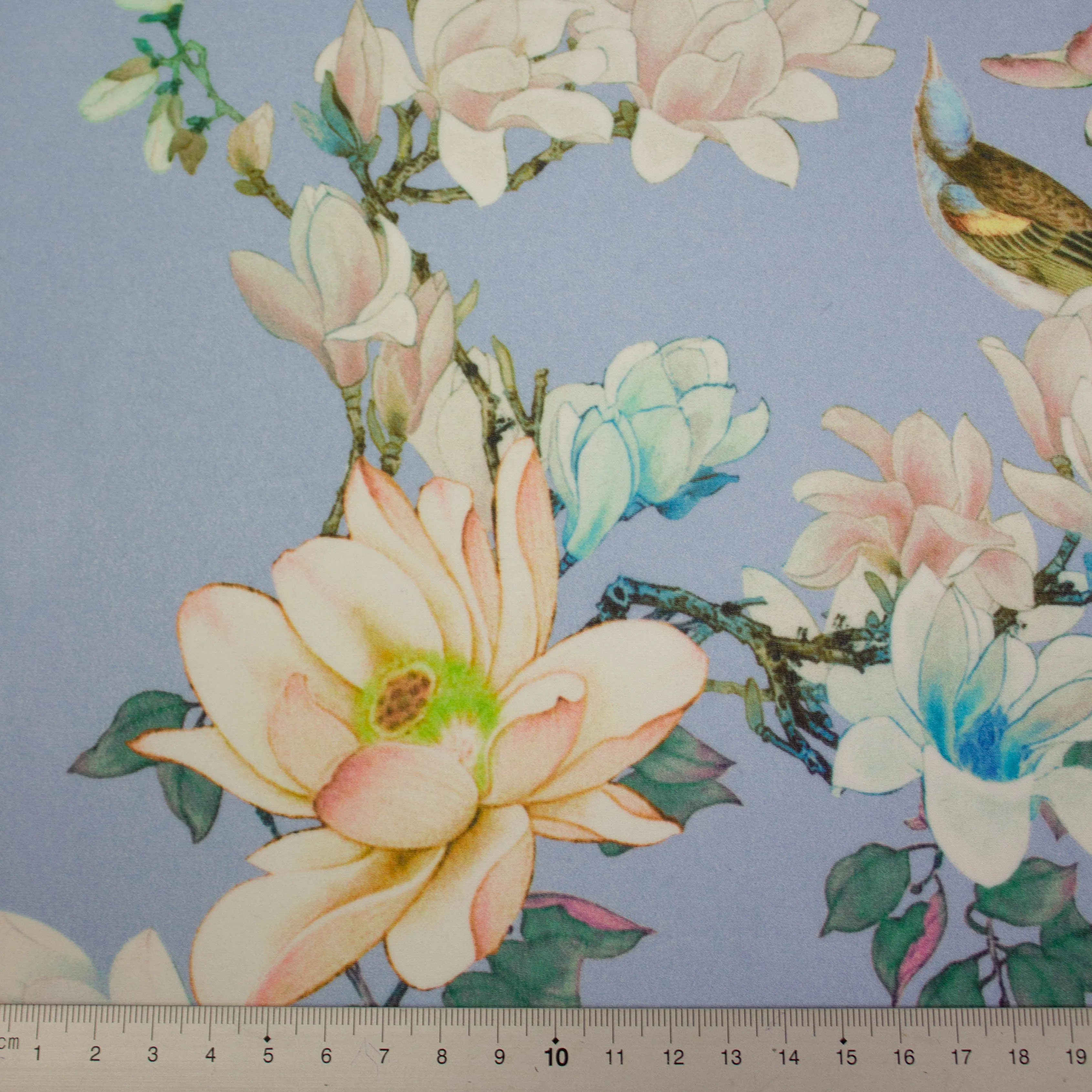 Jenis Blue Floral Polyester Voile SHOWROOM SAMPLE 34CM X 60CM