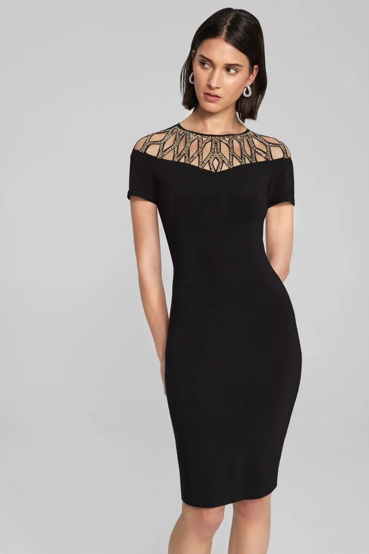 Joseph Ribkoff Embellished Neckline Dress