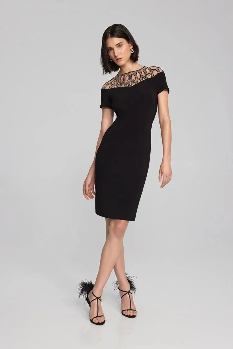 Joseph Ribkoff Embellished Neckline Dress