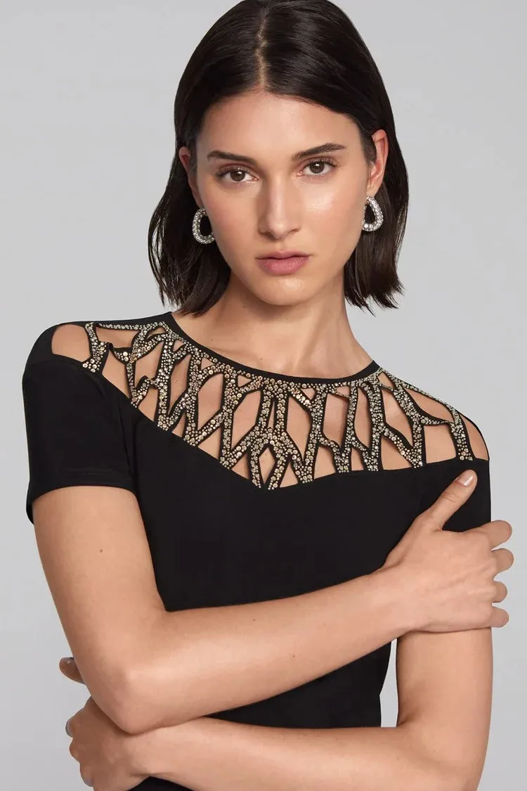 Joseph Ribkoff Embellished Neckline Dress