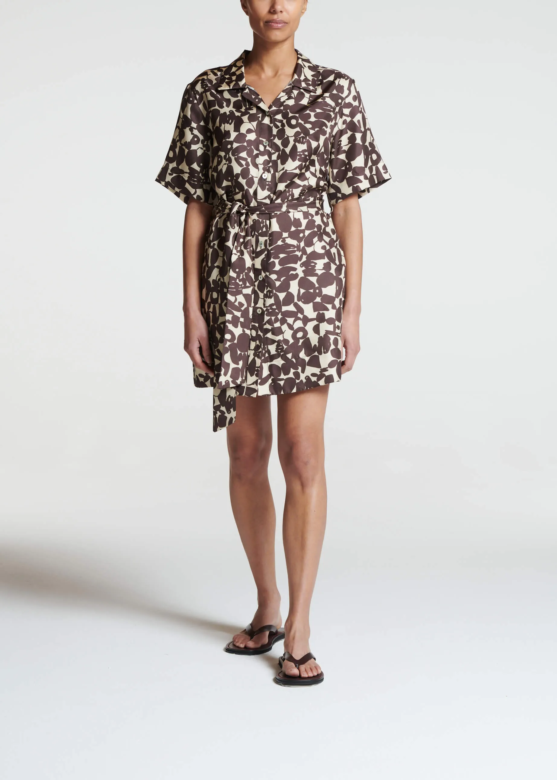 Lucca Dress Espresso Pebble Silk Twill