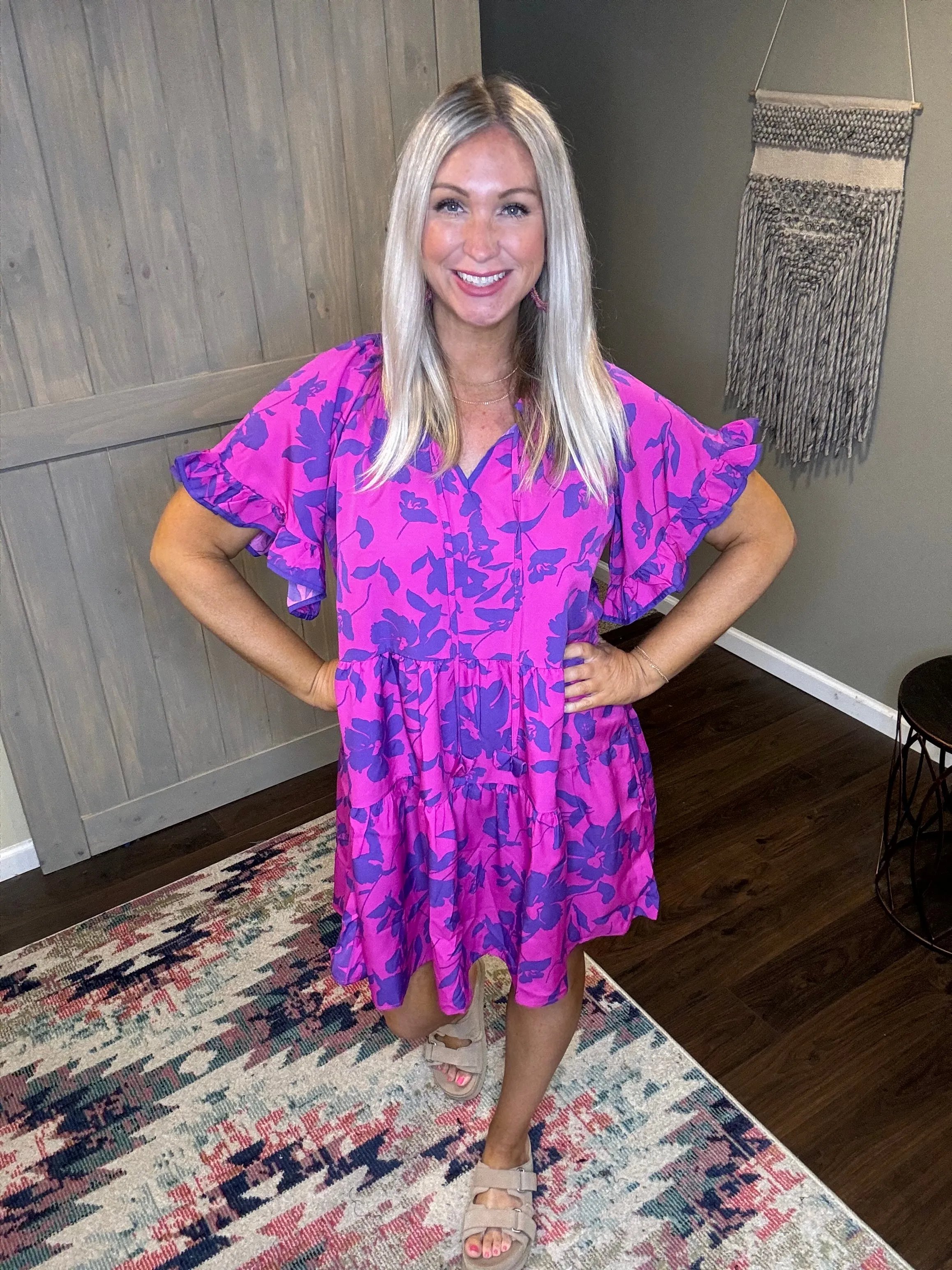 Magenta A-line Dress