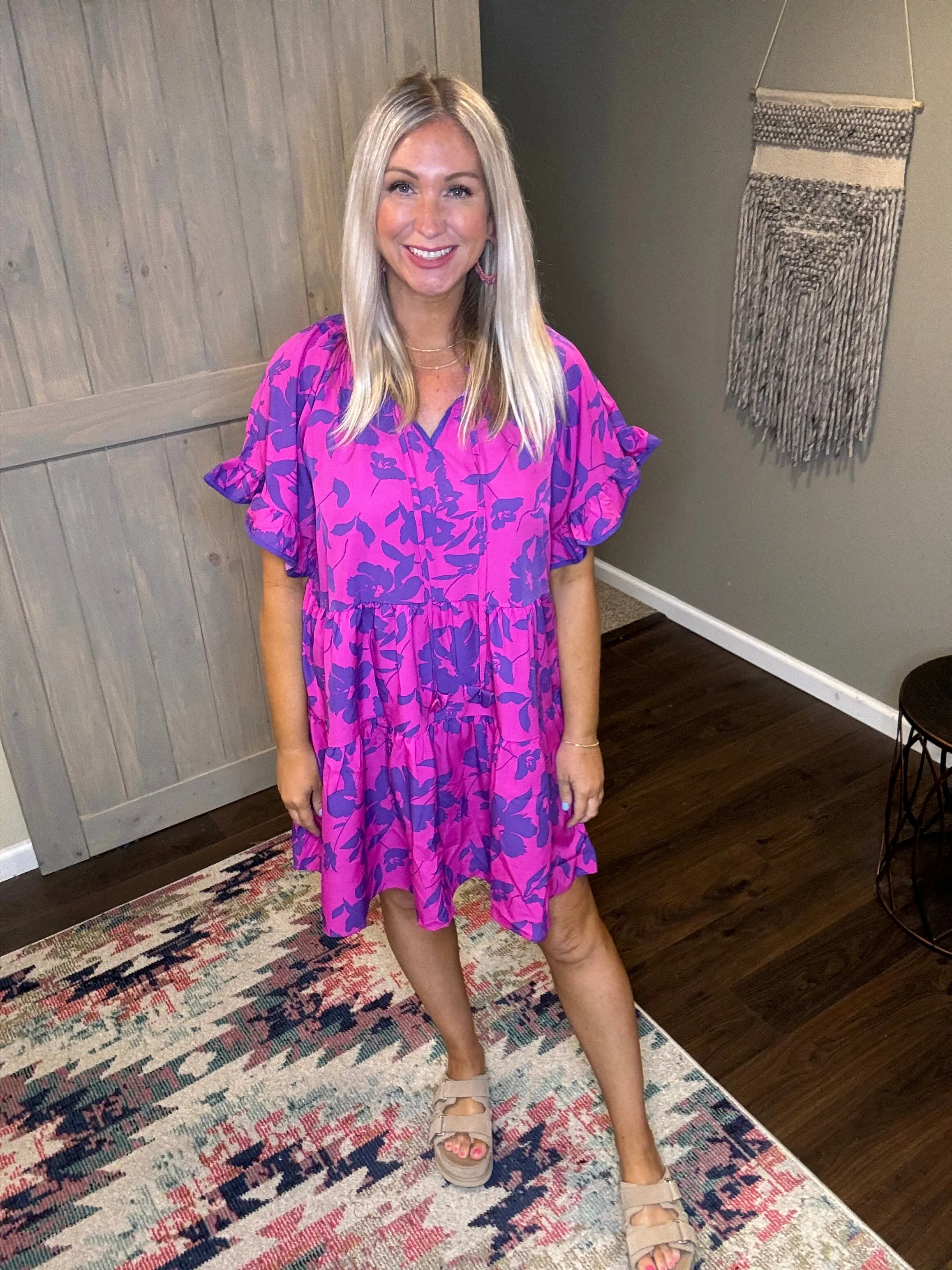 Magenta A-line Dress