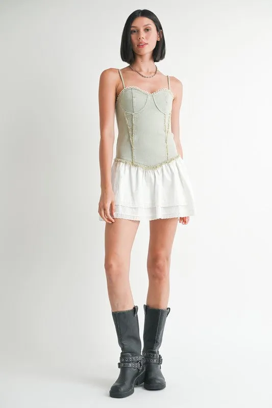MINI SLEEVELESS DENIM DRESS