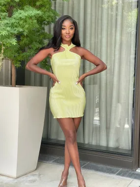 Modern 70's Green Pleated Mini Dress