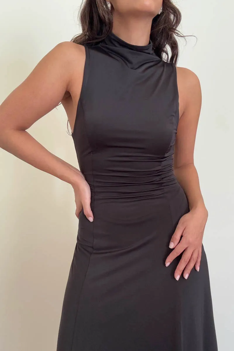 Nina Swing Midi Dress - Black