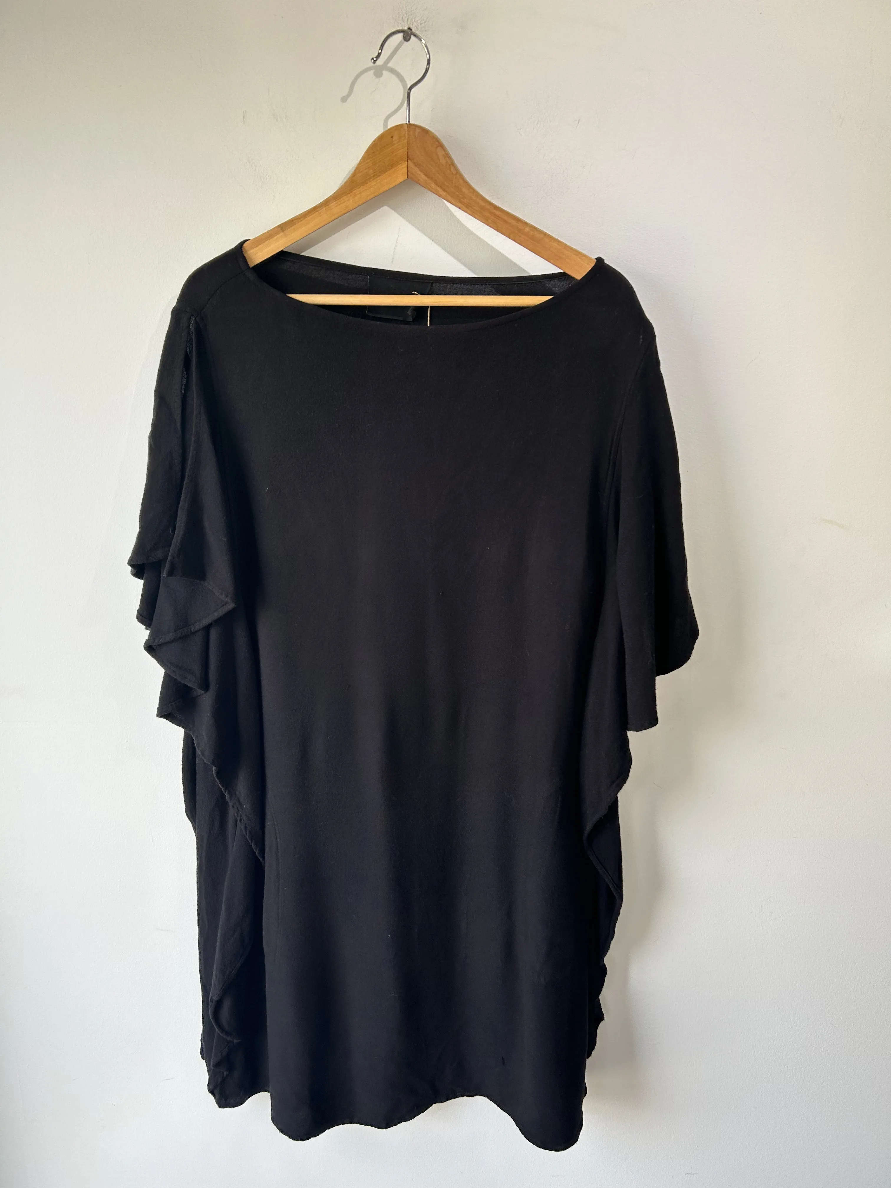 No. 6 Store Black Cotton Dress With Ruffled Sides