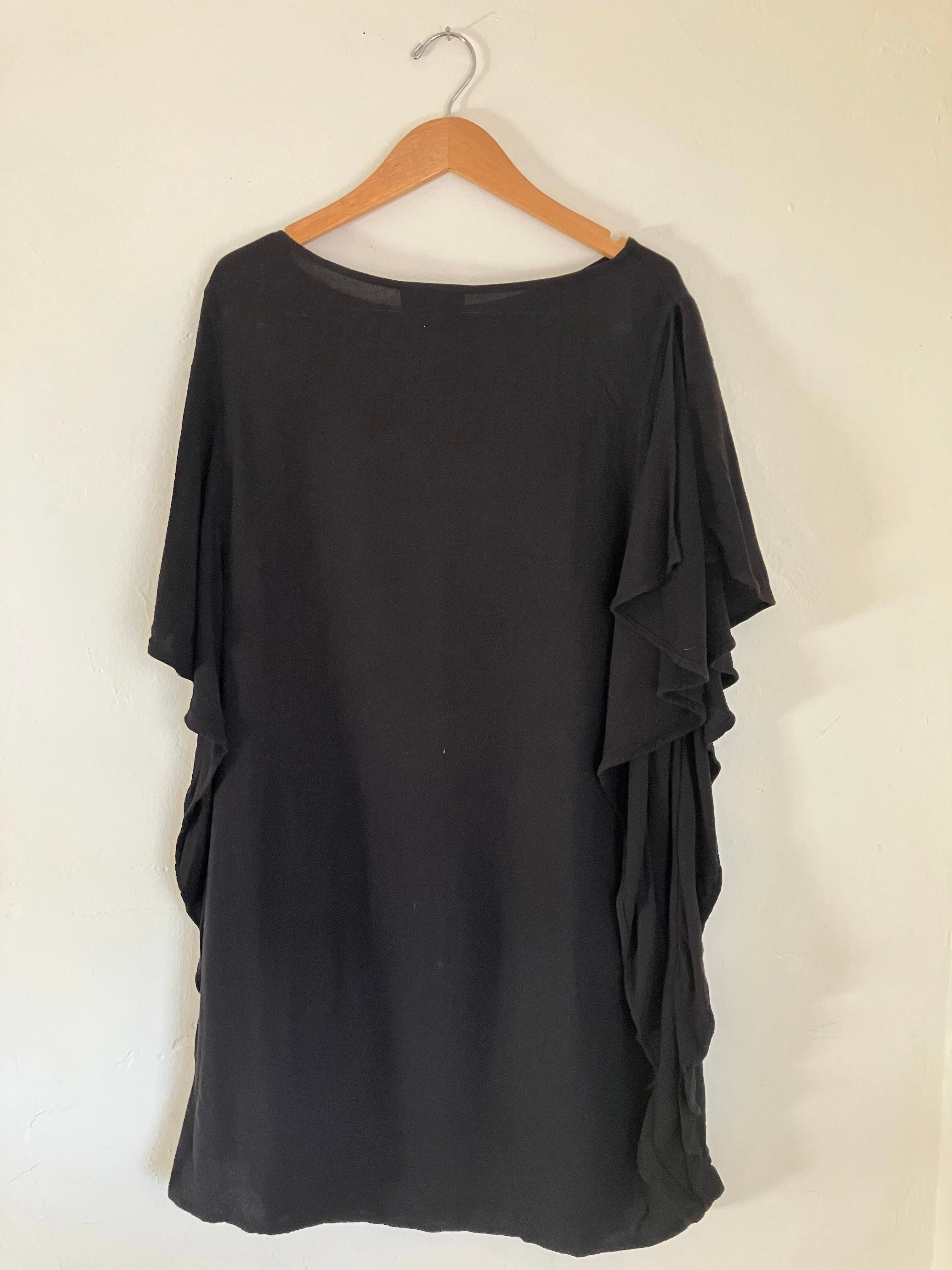 No. 6 Store Black Cotton Dress With Ruffled Sides