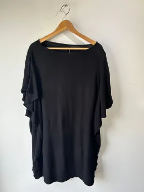No. 6 Store Black Cotton Dress With Ruffled Sides