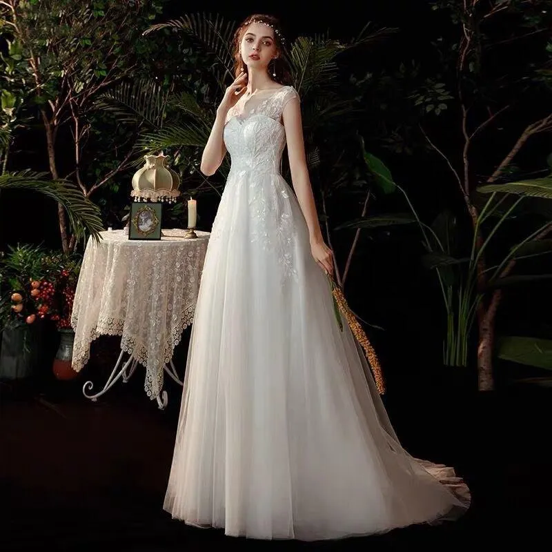 NumberSea Boho robe de mariee vestido novia wedding dress longue Robe De Soiree simple robe de soiree bride to be gown lace robe