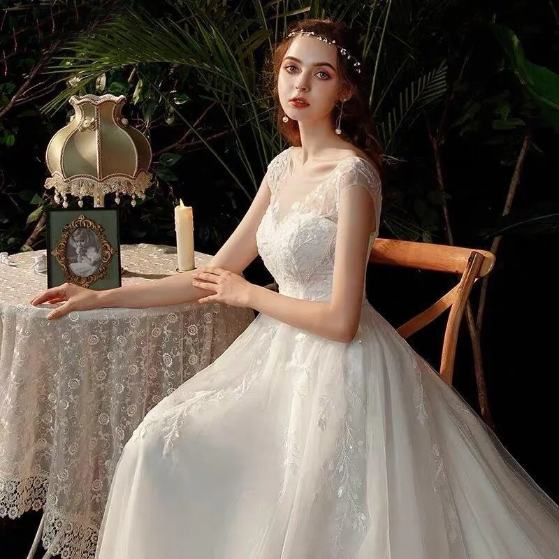 NumberSea Boho robe de mariee vestido novia wedding dress longue Robe De Soiree simple robe de soiree bride to be gown lace robe