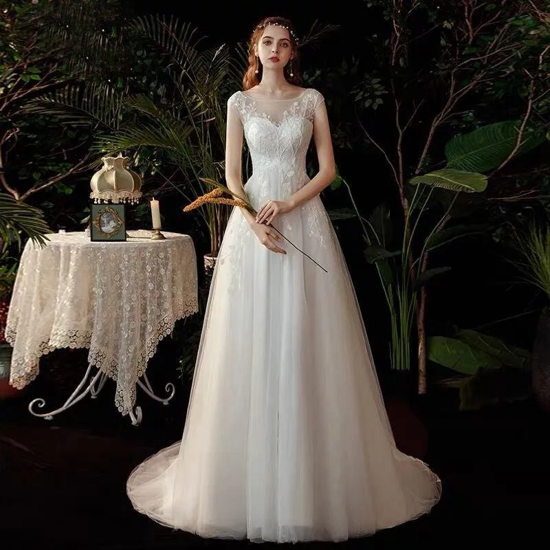 NumberSea Boho robe de mariee vestido novia wedding dress longue Robe De Soiree simple robe de soiree bride to be gown lace robe