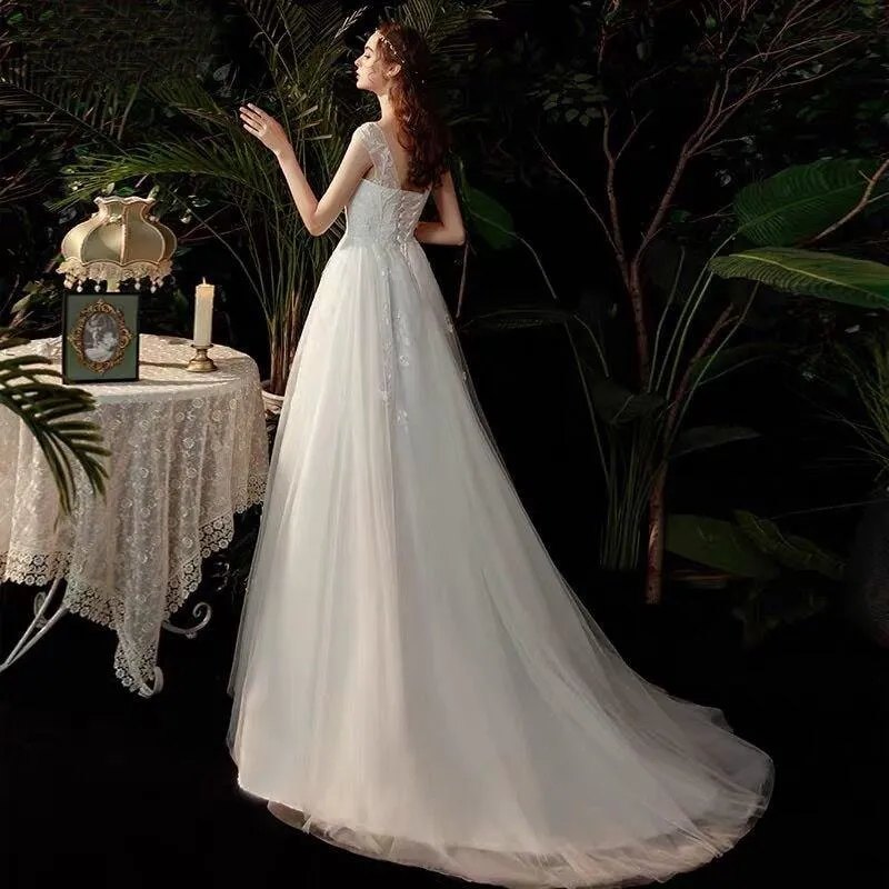 NumberSea Boho robe de mariee vestido novia wedding dress longue Robe De Soiree simple robe de soiree bride to be gown lace robe