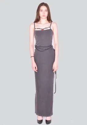 OTTOLINGER 0407901 KNITTED CHARMED RIP MAXI DRESS WASHED BLACK
