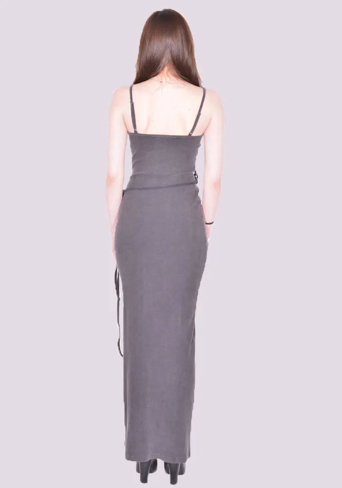 OTTOLINGER 0407901 KNITTED CHARMED RIP MAXI DRESS WASHED BLACK