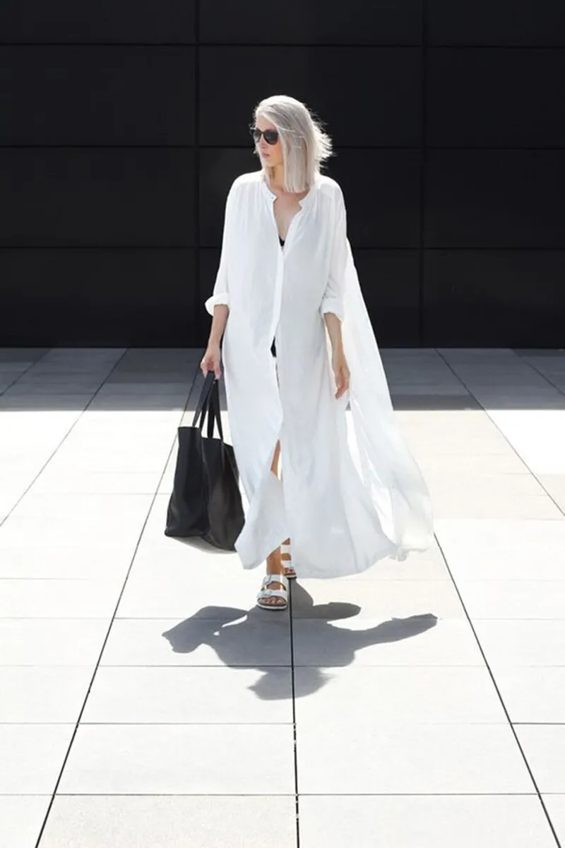 Oversize Side Slit Stylish Shirt Dress