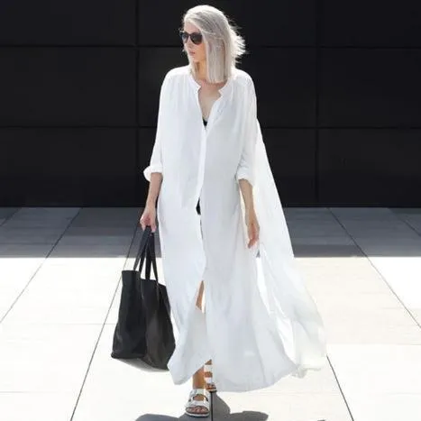Oversize Side Slit Stylish Shirt Dress