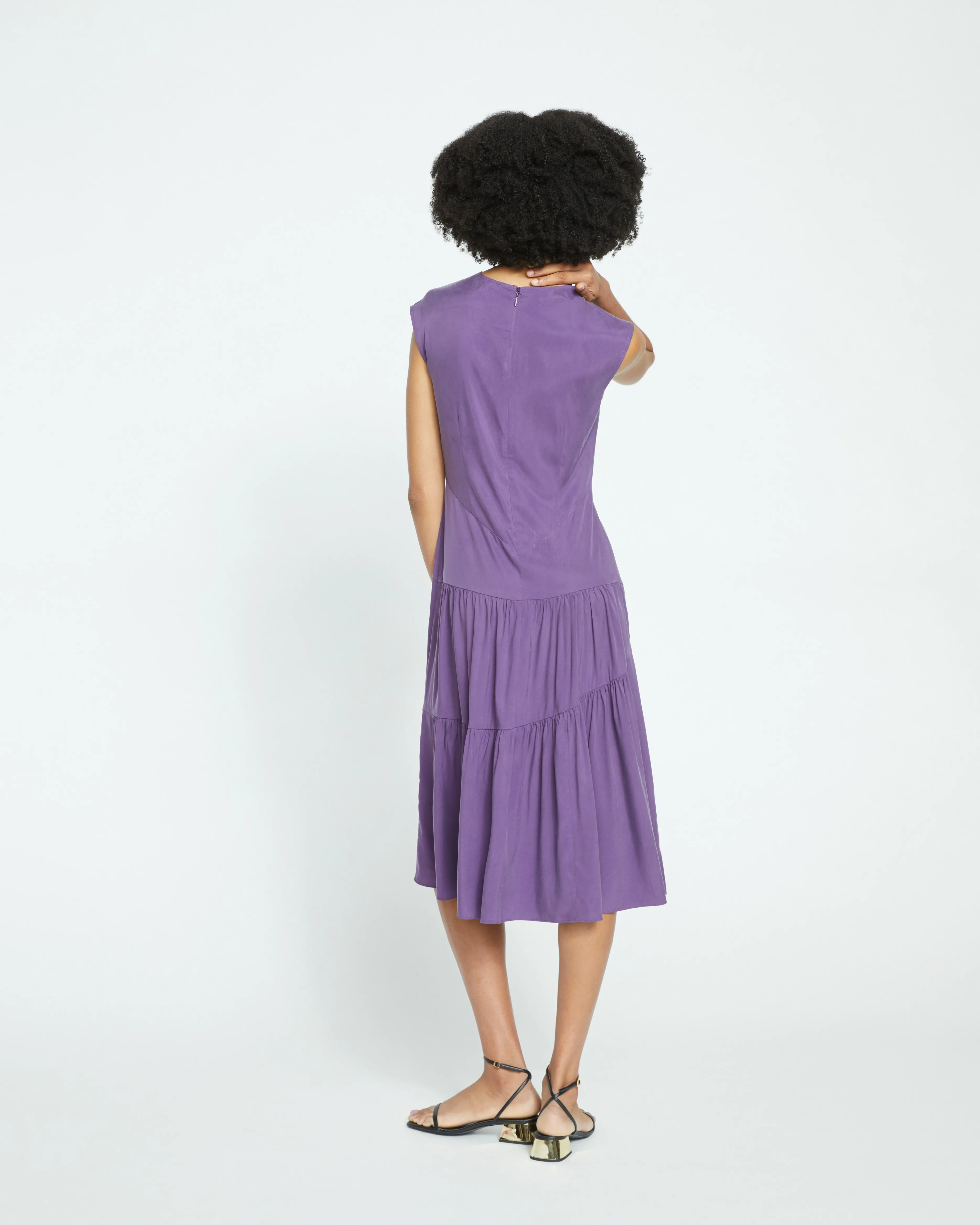 Paloma Tiered Cupro Dress - Potion Purple